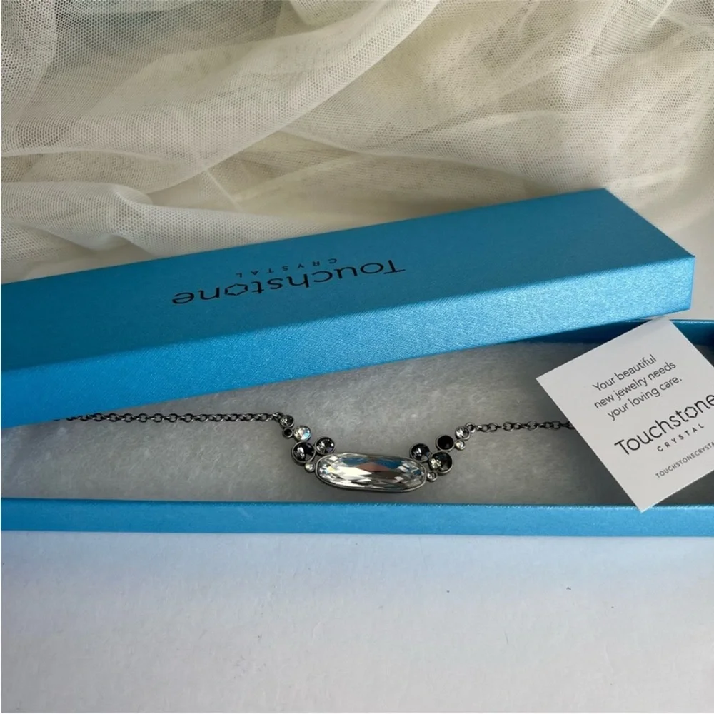 Swarovski Touchstone Crystal Black Cluster Necklace NWT